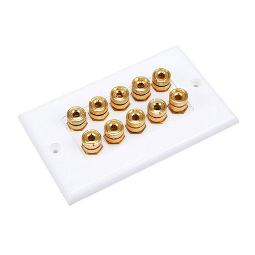 Monoprice Canada Cab 3539 Audio Video Wall Plates High Quality Banana Binding Post Two Piece Inset Wall Plate for 5 Speakers 