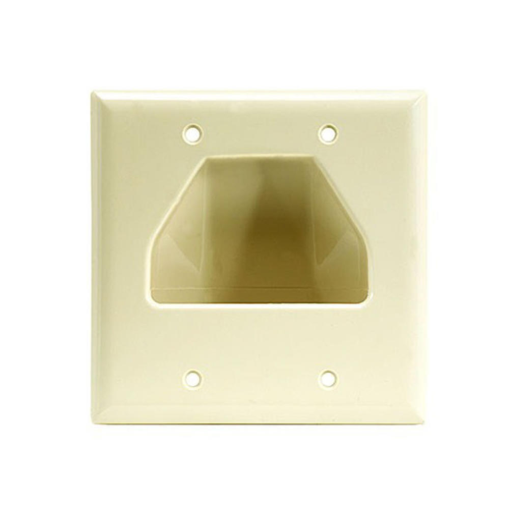 2Gang Recessed Low Voltage Cable Wall Plate, White Monoprice®