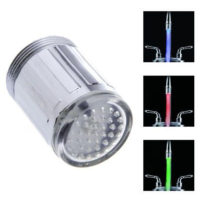 3pcs/lot, ABS 7 Colors LED Faucet Light Water Stream Faucet Tap+ adapter, H4706