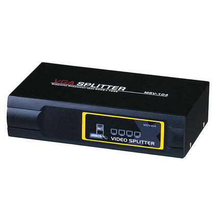 4-Way SVGA VGA Splitter Amplifier Multiplier 400 MHz - Black
