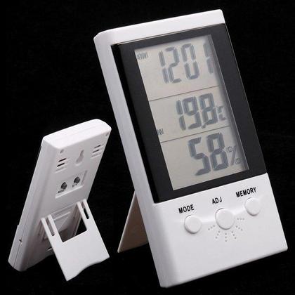 White LCD Screen Display Digital Alarm Clock Thermometer Hygrometer (video presentation)