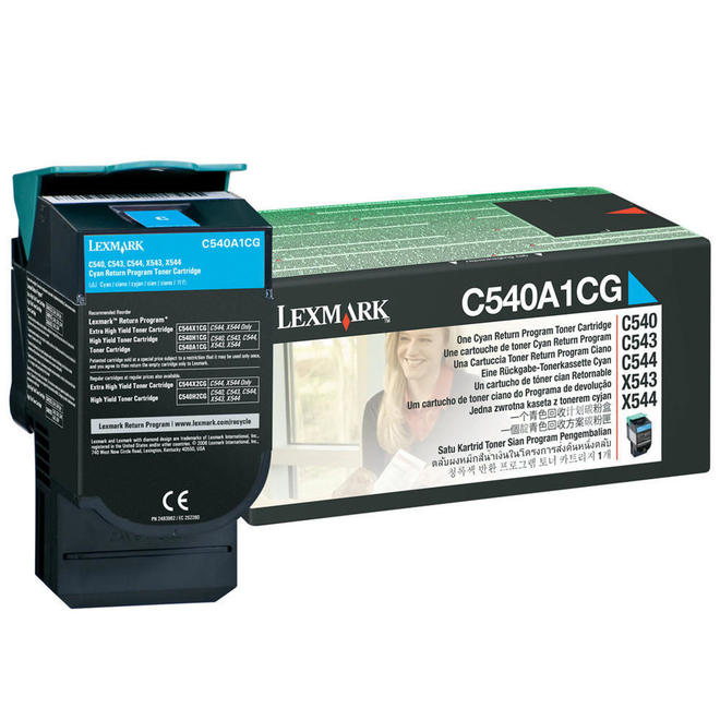 Lexmark C540A1CG OEM X543dn Lexmark C540A1CG Original Cyan Return Program Toner Cartridge