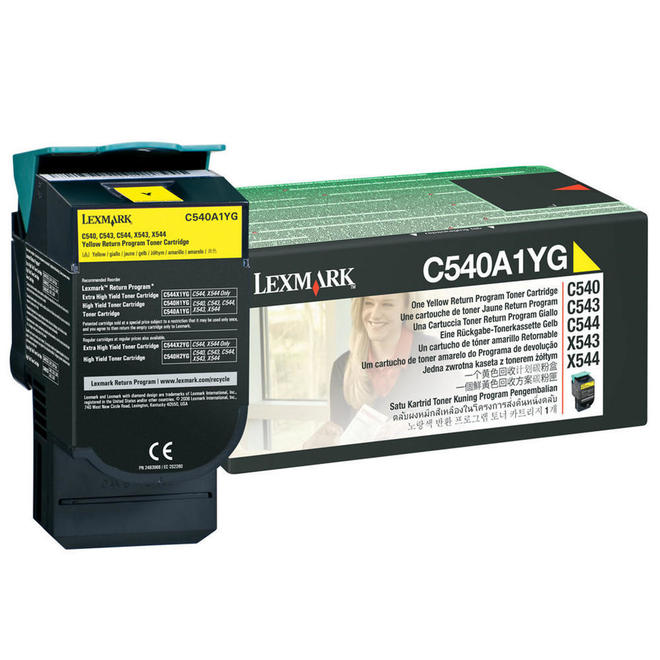 Lexmark C540A1YG OEM X543dn Lexmark C540A1YG Original Yellow Return Program Toner Cartridge