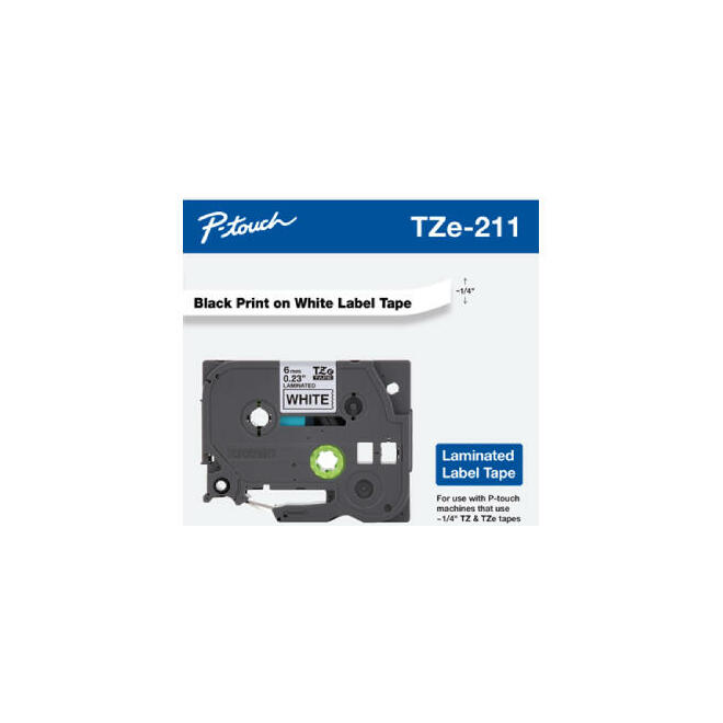 Brother Label Printer TZE 211 OEM Label Printer Tapes Brother TZe 211 Original Label Tape 6mm 0 23 Black on White