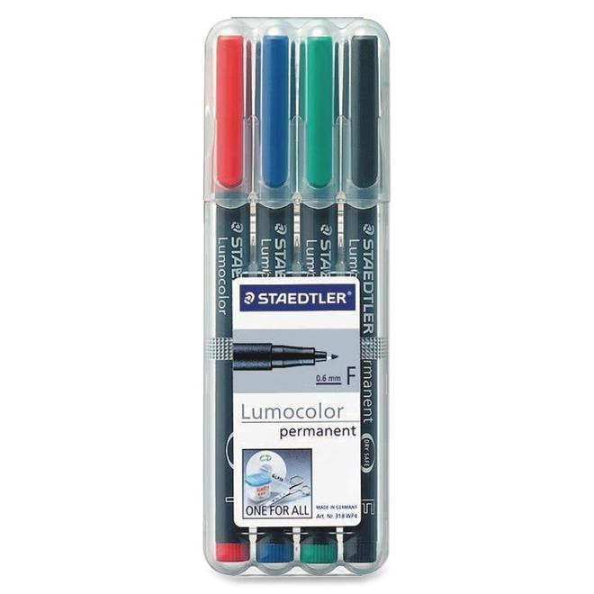 STAEDTLER 900 318 WP4 A6 Markers STAEDTLER Lumocolor Fine Point Permanent Marker Assorted 4 Pack