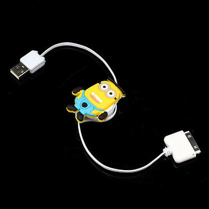 3D Despicable Me 2 Minions Design Retractable 30pin Charge & Sync Data USB Cable