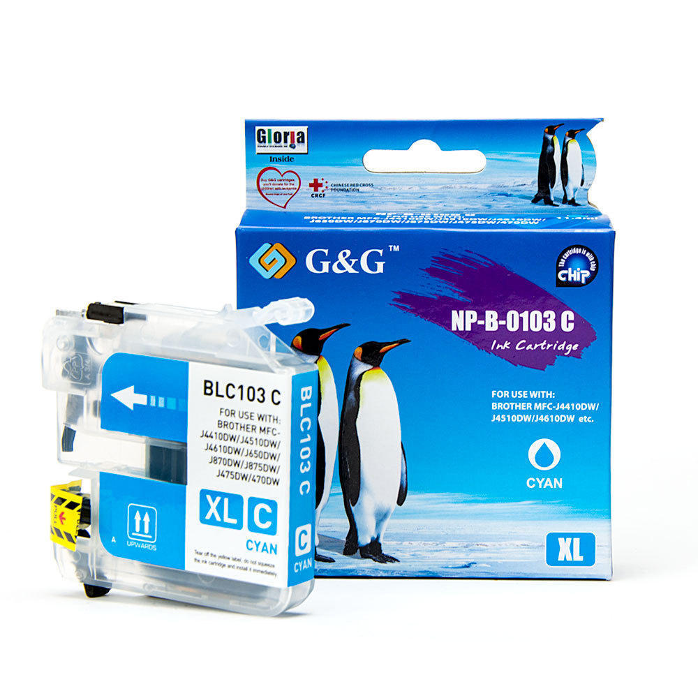 Brother LC103C New Compatible Cyan Ink Cartridge High Yield V2 - G&G™