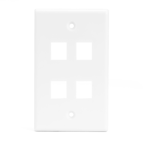 PrimeCables Cab 6731 Keystone Wall Plates Surface Mount Boxes Wall Plate for Keystone 4 Hole White PrimeCables