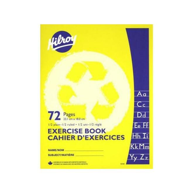 Hilroy 740 12150 Notebooks Loose Leaf Sheets Hilroy Exercise Book 1 2 plain 1 2 ruled 9 1 8 x 7 1 8 72 Pages