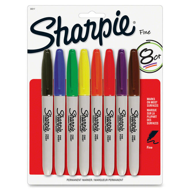Sharpie 840 30078 Markers Sharpie Fine Point Permanent Markers Assorted Colours 8 Pack