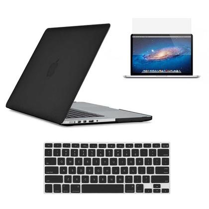 Hard Protective Case for Apple Macbook Pro 13'' with Screen Protector and Keyboard Protector, Black