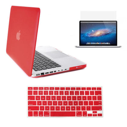 Hard Protective Case for Apple Macbook Pro 13'' with Screen Protector and Keyboard Protector, Red