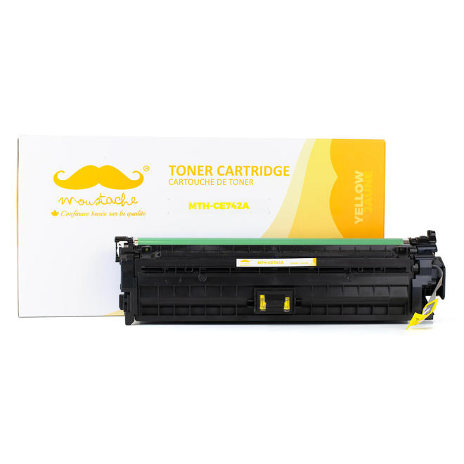 Moustache CE742A Color LaserJet Professional CP5225 Compatible HP 307A CE742A Yellow Toner Cartridge Moustache