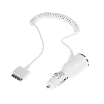 1A Coiled Car Charger for 30-Pin iPhone/iPod with LED Indicator Light