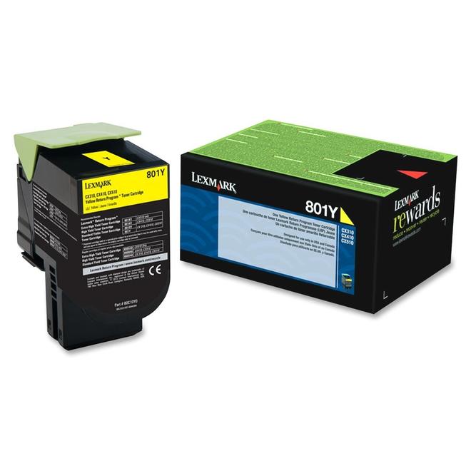 Lexmark 80C10Y0 OEM CX310dn Lexmark 80C10Y0 801Y Original Yellow Return Program Toner Cartridge