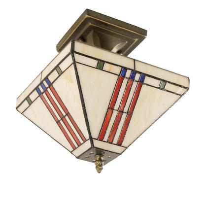 Tiffany Style Lighting Collections Glass Material 2 Lights Pyramid Semi-ceiling Lamp Tiffany Glass Lights