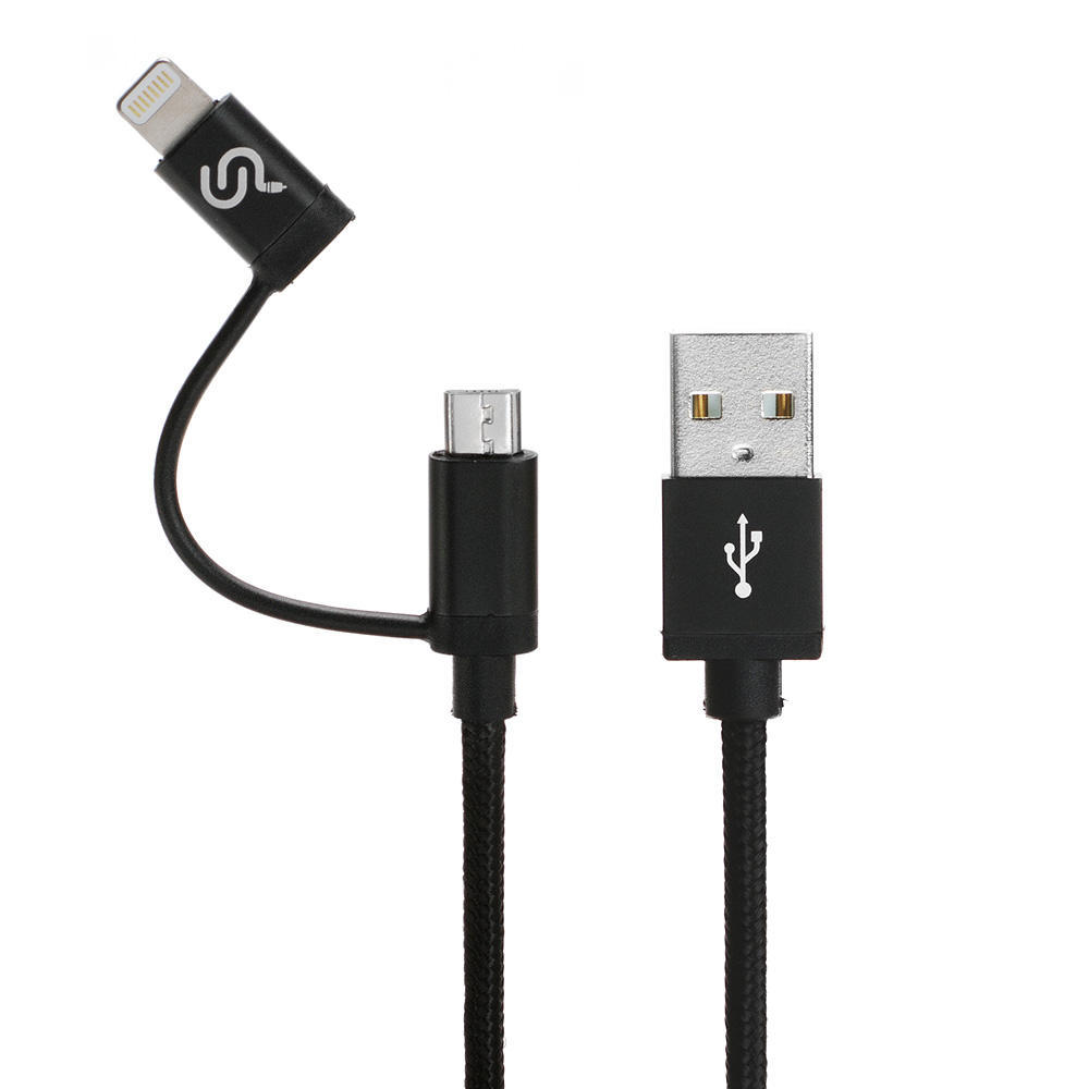 2in1 Certified Lightning or Micro USB to USB Cable for iPhone iPad