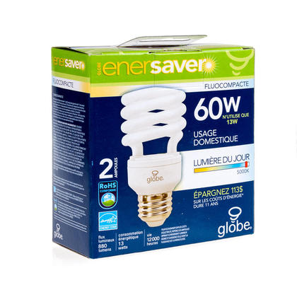 13 Watt E26 T2 DayLight 2pcs/Pack