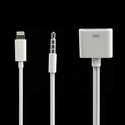 Lightning 8 Pin to 30 Pin Adatper with 3.5MM Audio Output Audio Cable Adapter