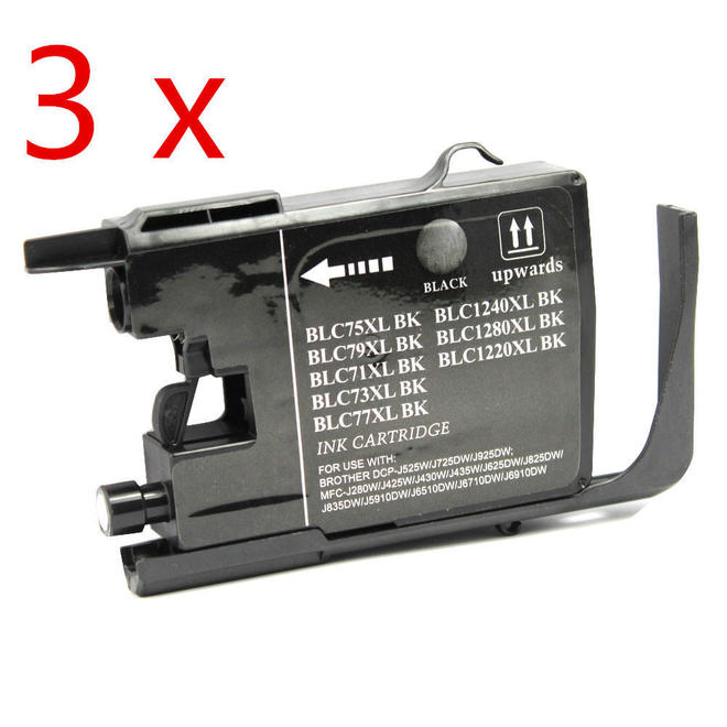 LC75BK 3 pack MFC J6510DW 3 pack Brother LC75BK New Compatible Black Ink Cartridge High Yield Version of Brother LC71BK