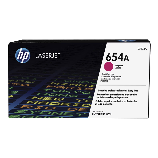 HP 654A CF333A M OEM Color LaserJet Enterprise M651dn HP 654A CF333A Original Magenta Toner Cartridge