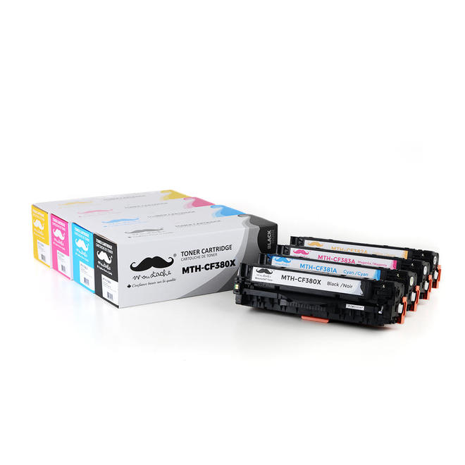 Moustache 312X 312A Combo Color LaserJet Pro MFP M476dn Remanufactured HP 312X 312A Toner Cartridge Combo BK C M Y Moustache