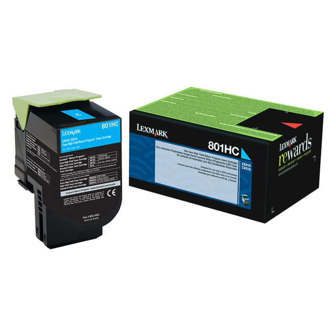 Lexmark Lexmark 80C1HC0 OEM CX410de Lexmark 80C1HC0 801HC Original Cyan Return Program Toner Cartridge High Yield