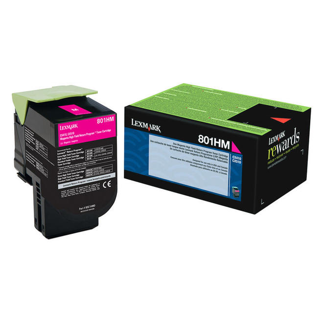 Lexmark Lexmark 80C1HM0 OEM CX410de Lexmark 80C1HM0 801HM Original Magenta Return Program Toner Cartridge High Yield