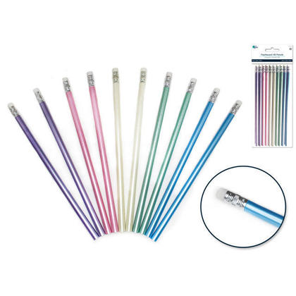 Crafty Station Pearlescent Pencils with Erasers 10/pack, Assorted Colors