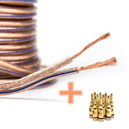 PrimeCables Cab 2748 9437 Speaker Wires 50ft Speaker Wire 14AWG Enhanced Loud Oxygen Free Copper 5 PAIRS Banana Plugs Combo P
