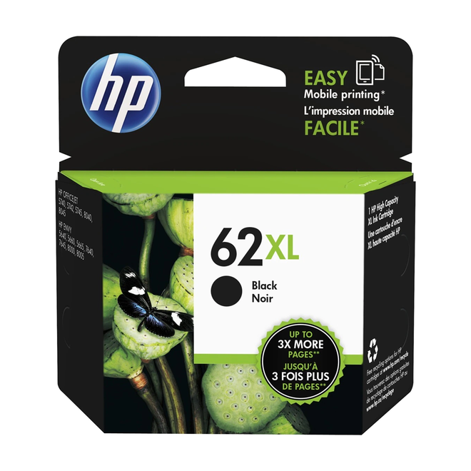 HP 62XL BK OEM ENVY 5660 e All in One HP 62XL C2P05AN Original Black Ink Cartridge High Yield