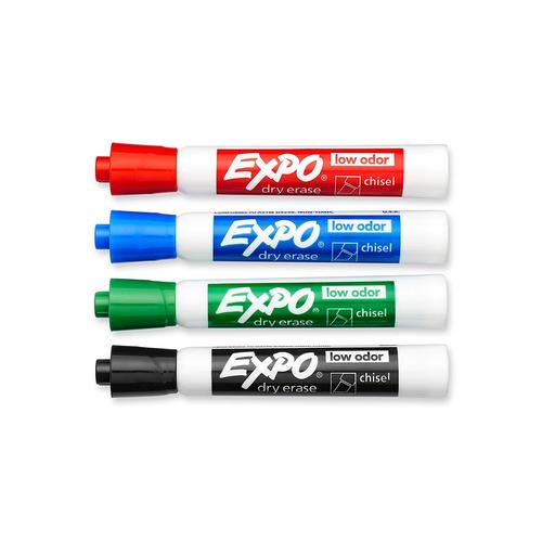 Expo 840 80174T Markers Expo Low Odor Ink Dry Erase Markers Chisel Tip 4 Assorted Colors 114801