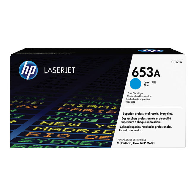 HP 653A CF321A OEM Color LaserJet Enterprise Flow MFP M680z HP 653A CF321A Original Cyan Toner Cartridge