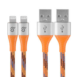 PrimeCables PC S200N 3ob All USB 2 0 Nylon Braided Lightning Cable Apple MFi Certified For iPhone iPad 3 FT 1m Orange PrimeCa