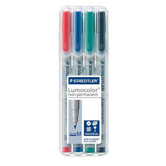STAEDTLER n 900 316 WP4 Markers Staedtler Lumocolor Non permanent Marker Pens 4 Colors Set Fine point Medium point Super fine