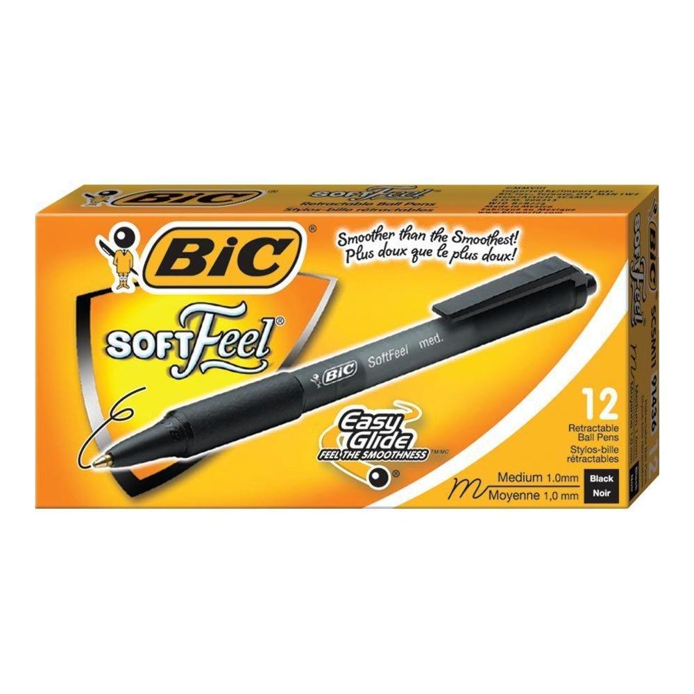 BiC® Soft Feel® Retractable Ballpoint Pen Set 1.0 mm Medium Point, 12/Box