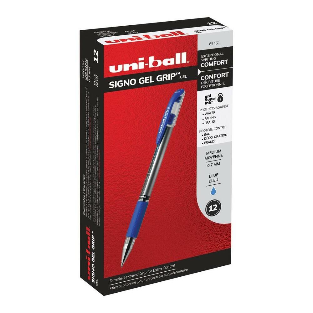 Uni-Ball® Gel Grip® Gel Pen, 0.7 mm, Medium Point, 12 / Box