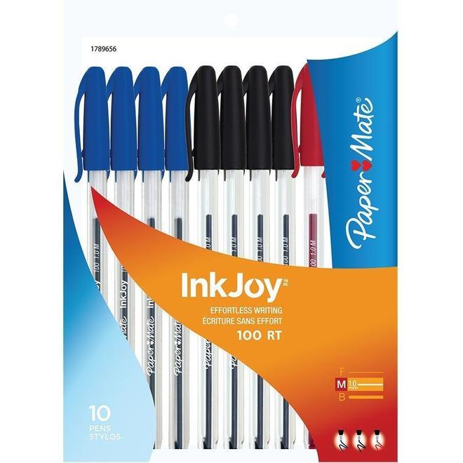 PAPERMATE n 840 1789656 Ballpoint Pens Gel Pens PaperMate InkJoy 100 RT Retractable Ballpoint Pen 3 Colors Set 1789656 10 Pac