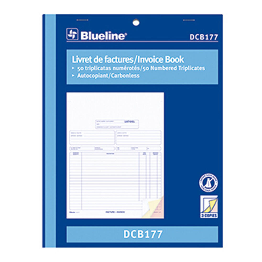 thumbnail image 2 of Blueline Deluxe Hard Cover Receipt Book - 400 Carbonless Duplicate Forms, Bilingual (10-3/4" X 8-1/4") 2 of 11