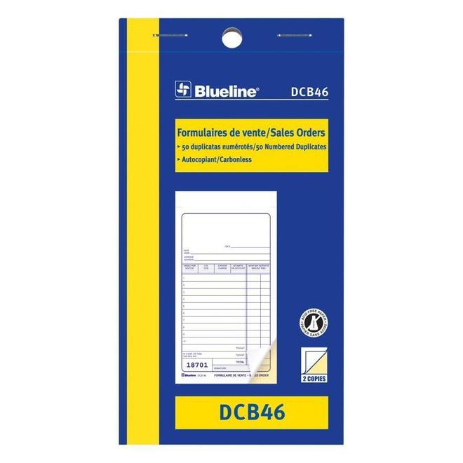 Blueline 335 D x Accounting and Business Forms Blueline Sales Orders Carbonless Copy