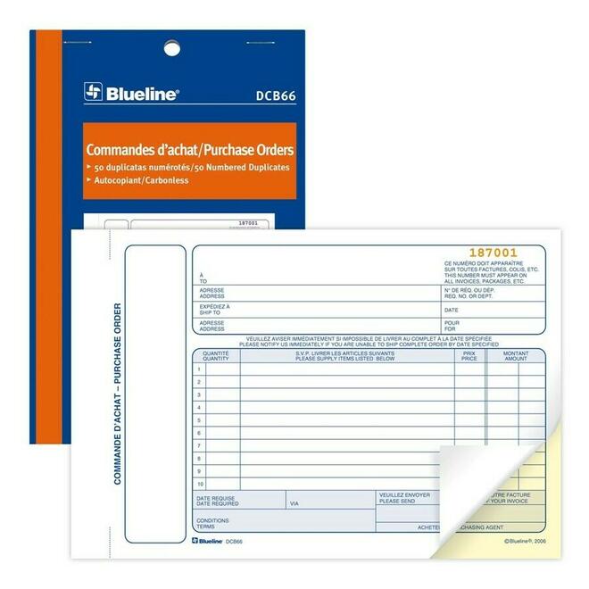 Blueline n 335 D CB66 Accounting and Business Forms Blueline Purchase Orders Book Carbonless Numbered Forms