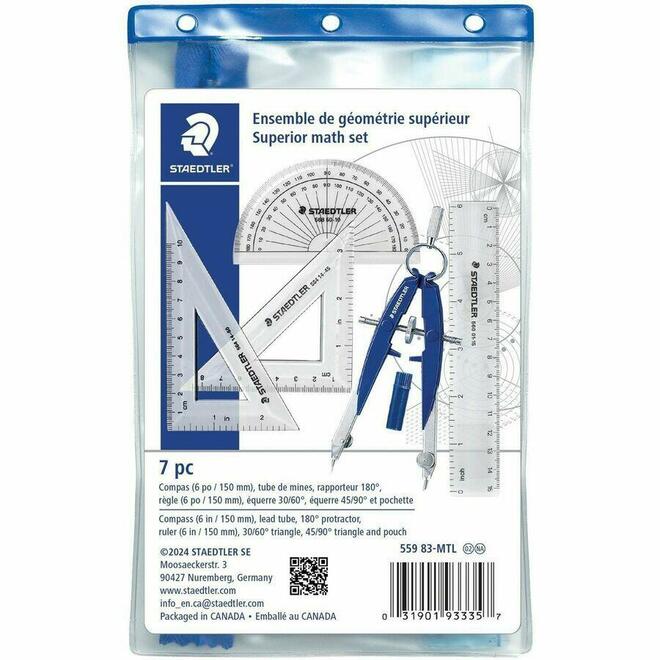 STAEDTLER n 900 559 83 MTL Rulers Protractors Triangles Compasses STAEDTLER Study Geometry Set Rulers Protractor and Compass 