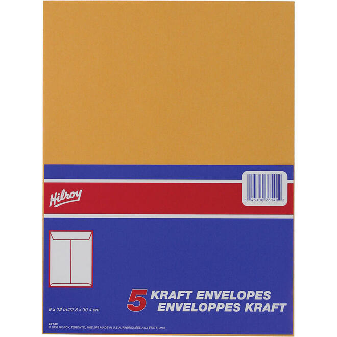 Hilroy n 740 76 140 Envelopes accessoires Hilroy End Opening Kraft Envelope