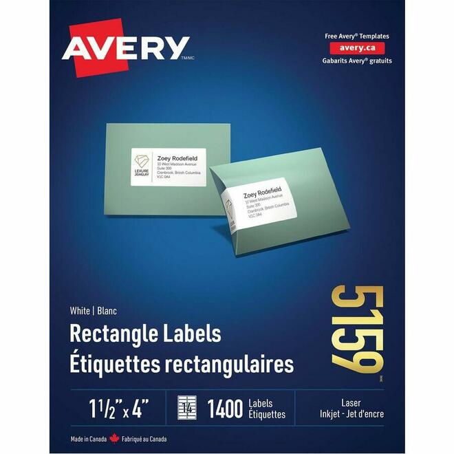 Avery® Easy Peel® White Laser Mailing Labels - 4