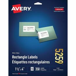 Avery® Easy Peel® White Laser Mailing Labels - 4" x 1-1/2", 350 Labels/Pack, 416081