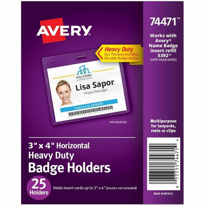 Avery n 099 74471 Labels Avery Heavy Duty Badge Holder for Cards Up to 3 x 4