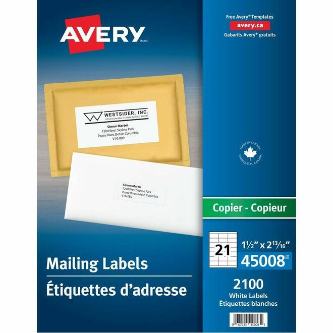 Avery n 099 45008 Mailing Shipping Labels Avery White Mailing Address Labels for Copiers White