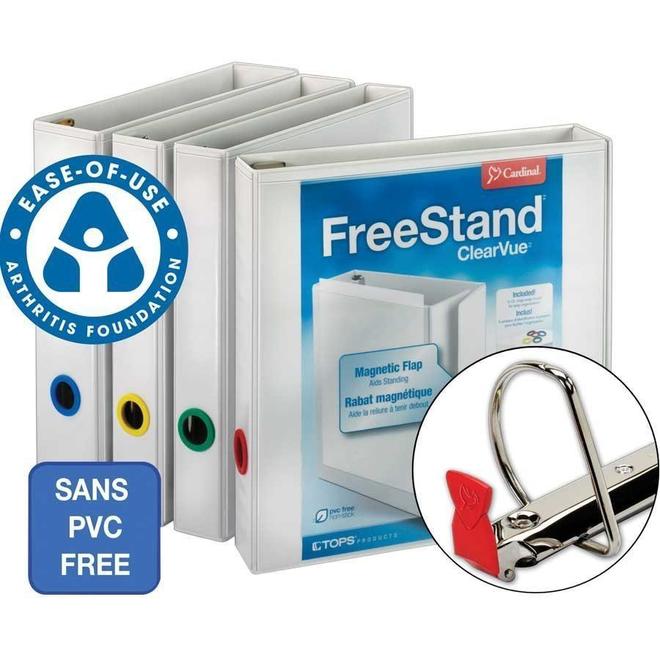 n 735 43140 Binders Cardinal FreeStand ClearVue 2 3 4 5 Locking Slant D Ring Presentation Binder