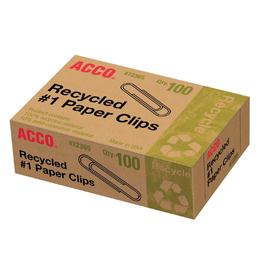 Acco n 010 50505 72525 Clips Pins and Rubber Bands Acco Recycled Jumbo Paper Clips Box of 100 Silver