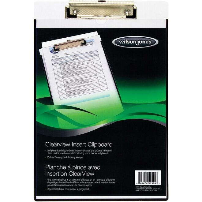 n 010 6447442404 Clipboards Document Holders Wilson Jones Clearview Insert Clipboard Letter Size 6447442404